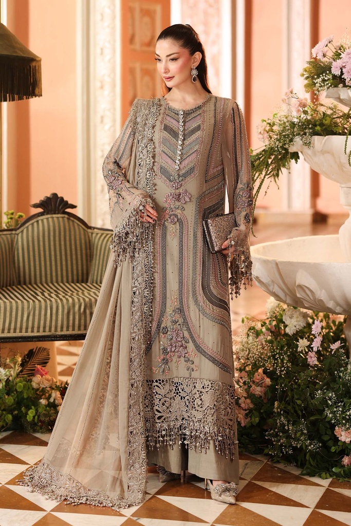 Unstitched Embroidered Chiffon Suit -MPC-26-201-Antique Grey