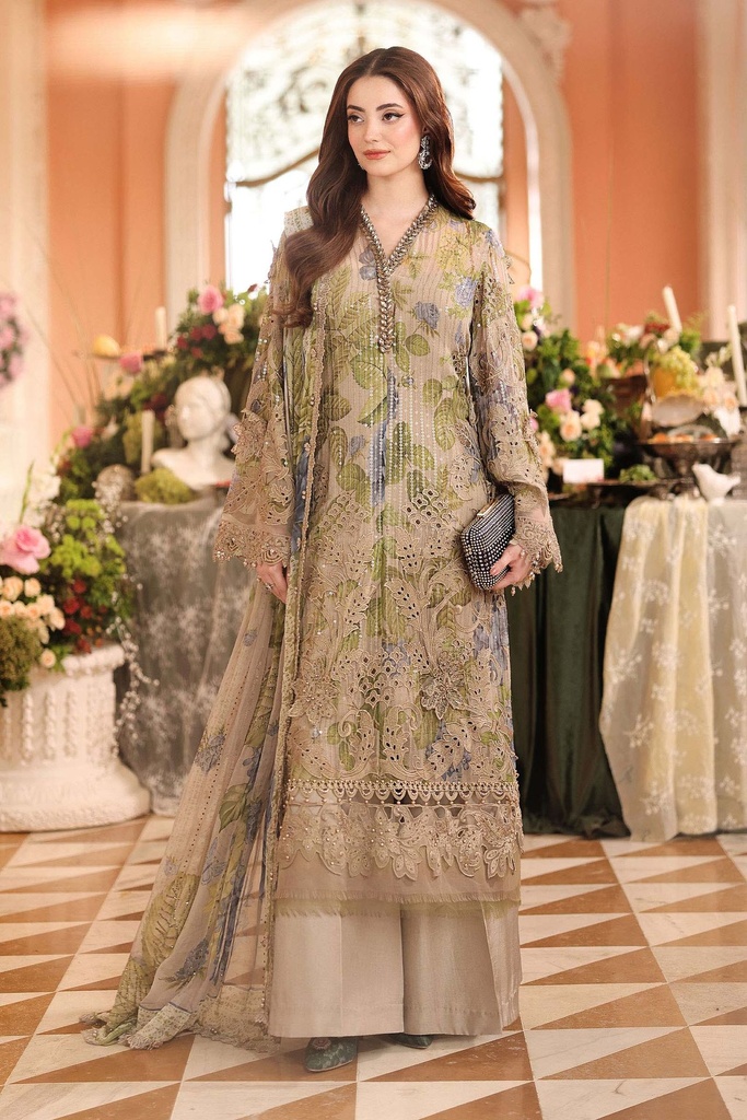 Unstitched Embroidered Chiffon Suit -MPC-26-203-Warm Beige